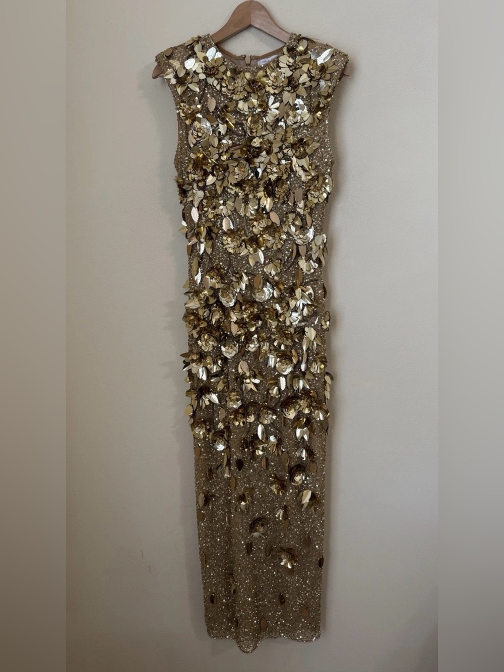 Rachel Gilbert Gold Embellished Sleeveless Sequin Gown - Picture 2 of 10